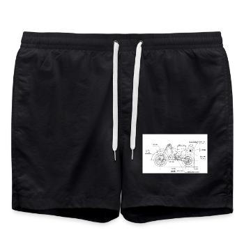 Motorcycle Blueprint: Custom Chopper - Swim Trunks - black - Front - AI Model Male 185 light (185cm)