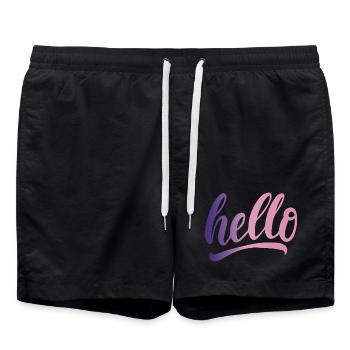 Hello greeting cheerful gradient writing - Swim Trunks - black - Front - AI Model Male 185 light (185cm)
