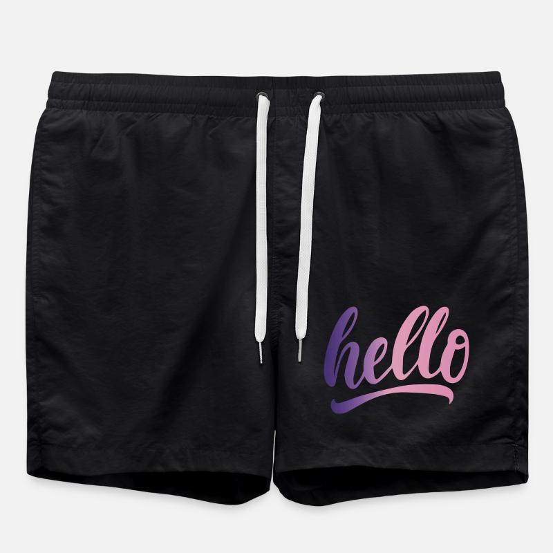 Hello greeting cheerful gradient writing - Swim Trunks - black