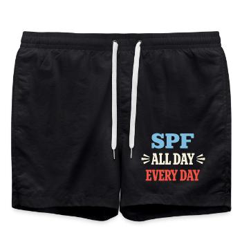 Spf Culture Identity Skin Care Humor - Swim Trunks - black - Front - AI Model Male 185 light (185cm)