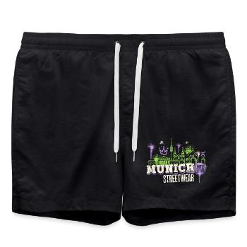 München Munich Skyline Stadt Deutschland Graffiti - Badeshorts - Schwarz - Vorne - AI Model Male 185 light (185cm)