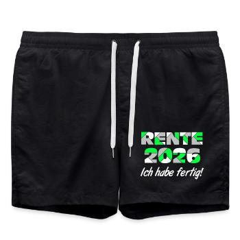 Rente 2026 , ich habe fertig - Badeshorts - Schwarz - Vorne - AI Model Male 185 light (185cm)