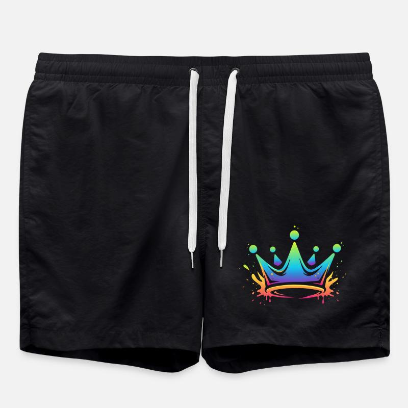 Rainbow Crowns Splash - Swim Trunks - black
