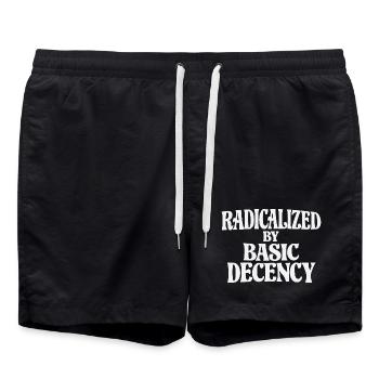 Radicalized by Basic Decency - Swim Trunks - black - Front - AI Model Male 185 light (185cm)