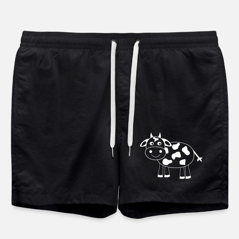 Kuh weiß Geschenk Bauern - Badeshorts - Schwarz