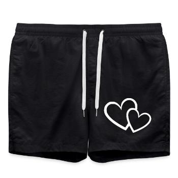Cadeau de la Saint-Valentin à cœur blanc - Short de bain - noir - Devant - AI Model Male 185 light (185cm)
