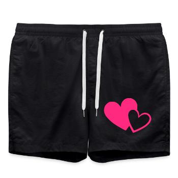 Cadeau de la Saint-Valentin en cœur rose rose - Short de bain - noir - Devant - AI Model Male 185 light (185cm)