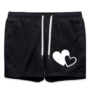 Cadeau de la Saint-Valentin à cœur blanc - Short de bain - noir - Devant - AI Model Male 185 light (185cm)