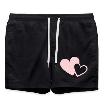 Valentines Pink Heart, Valentine's Day - Swim Trunks - black - Front - AI Model Male 185 light (185cm)