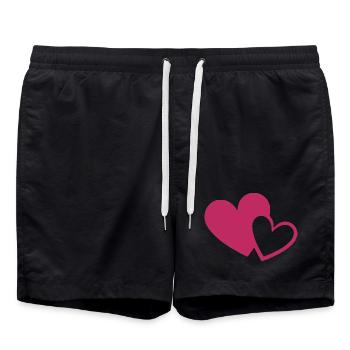 Cœur rose, cadeau rose, fête des mères - Short de bain - noir - Devant - AI Model Male 185 light (185cm)