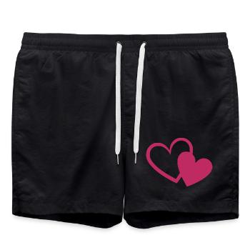Valentine's Day Heart Red Gift Valentine's Day - Swim Trunks - black - Front - AI Model Male 185 light (185cm)