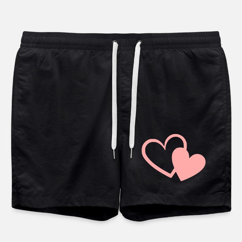 Valentines Pink Heart, Valentine's Day - Swim Trunks - black