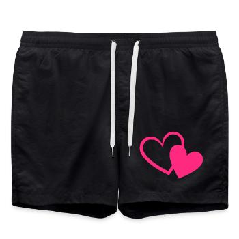 Cadeau de la Saint-Valentin en cœur rose rose - Short de bain - noir - Devant - AI Model Male 185 light (185cm)