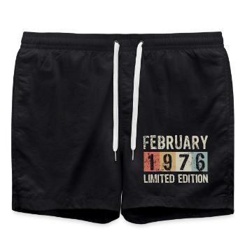 Édition limitée cadeau d’anniversaire de février 1976 - Short de bain - noir - Devant - AI Model Male 185 light (185cm)