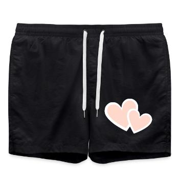 Valentines Pink Heart, Valentine's Day - Swim Trunks - black - Front - AI Model Male 185 light (185cm)