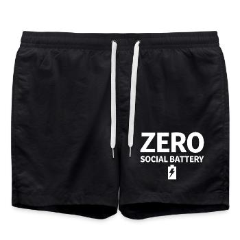 Zero Social Battery Battery Empty Introvert - Swim Trunks - black - Front - AI Model Male 185 light (185cm)