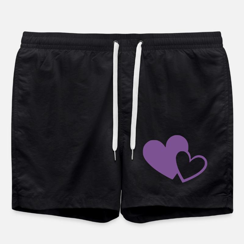 Cœur violet deux cœurs violets cadeau - Short de bain - noir