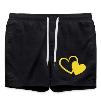 cadeau jaune cœur jaune pour la Saint-Valentin - Short de bain - noir - Devant - AI Model Male 185 light (185cm)