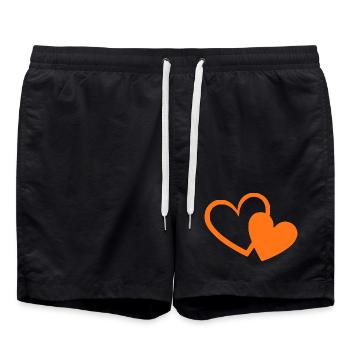 cadeau de la Saint-Valentin à cœur orange orange - Short de bain - noir - Devant - AI Model Male 185 light (185cm)