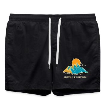 Abenteuer ist alles Shirt - Badeshorts - Schwarz - Vorne - AI Model Male 185 light (185cm)