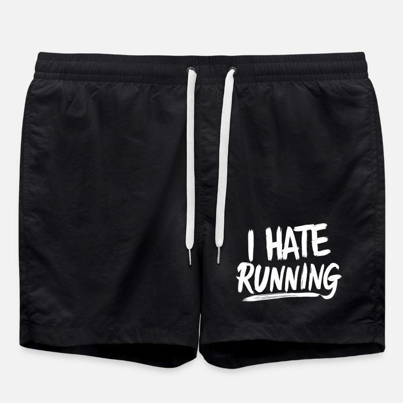 I Hate Running Brushed Text Funny Cardio GYM - Swim Trunks - black