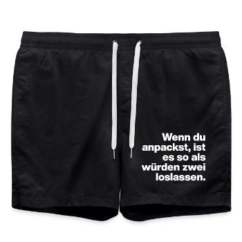 WHEN YOU GET DOWN TO BUSINESS, IT'S LIKE THIS... LAZY AND STUPID - Swim Trunks - black - Front - AI Model Male 185 light (185cm)