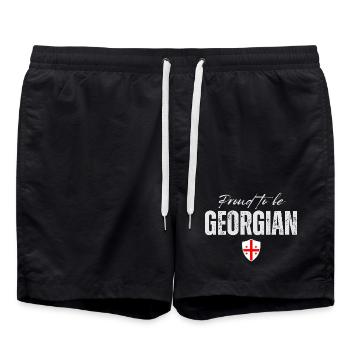 Stolz, Georgier zu sein, hergestellt in Georgia - Badeshorts - Schwarz - Vorne - AI Model Male 185 light (185cm)