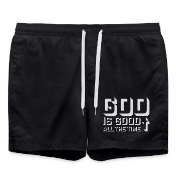 God Is Good All The Time Glaube Christlich Spruch - Badeshorts - Schwarz - Vorne - AI Model Male 185 light (185cm)