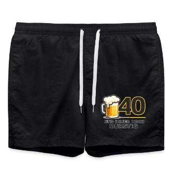 40. Geburtstag: Durstiger Humor - Badeshorts - Schwarz - Vorne - AI Model Male 185 light (185cm)