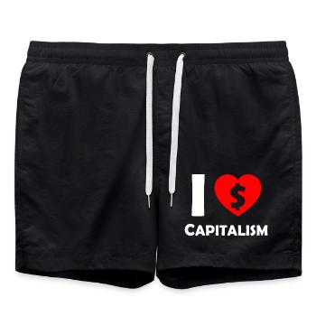 J’adore le capitalisme Heart Dollar - Short de bain - noir - Devant - AI Model Male 185 light (185cm)