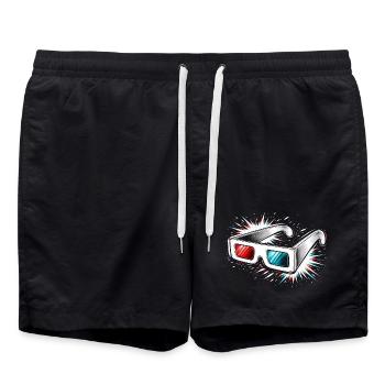 3D Glasses Retro Cinema Design - Swim Trunks - black - Front - AI Model Male 185 light (185cm)