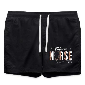 Future Nurse Stethoscope-Emblem - Badeshorts - Schwarz - Vorne - AI Model Male 185 light (185cm)