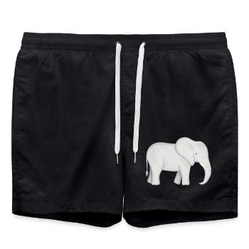 Dessin de l’éléphant blanc - Short de bain - noir - Devant - AI Model Male 185 light (185cm)