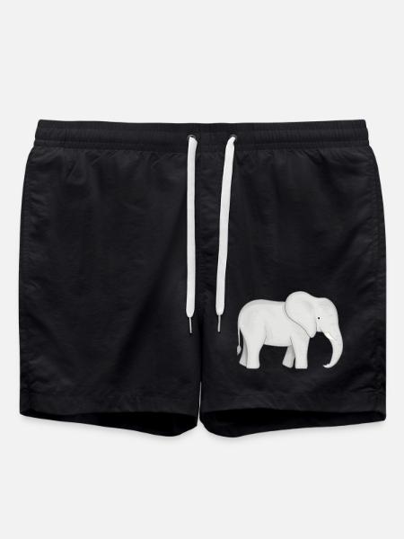 White Elephant Drawing - Swim Trunks - black