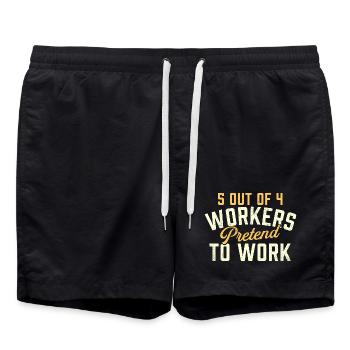 5 employés sur 4 font semblant de travailler avec humour - Short de bain - noir - Devant - AI Model Male 185 light (185cm)
