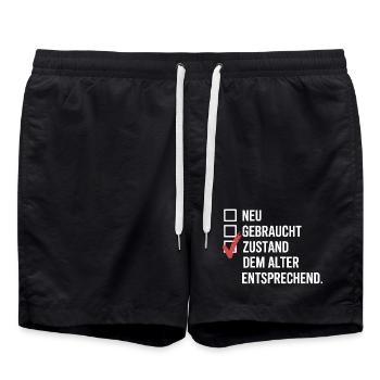 Zustand Dem Alter Entsprechend Oldtimer Geburtstag - Badeshorts - Schwarz - Vorne - AI Model Male 185 light (185cm)