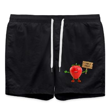 Strawberry with a sign - Swim Trunks - black - Front - AI Model Male 185 light (185cm)