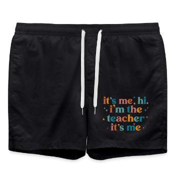 Typographie colorée de l’identité des enseignants - Short de bain - noir - Devant - AI Model Male 185 light (185cm)