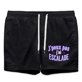 J'peux pas j'ai escalade – Tshirt humour - Short de bain - noir - Devant - AI Model Male 185 light (185cm)