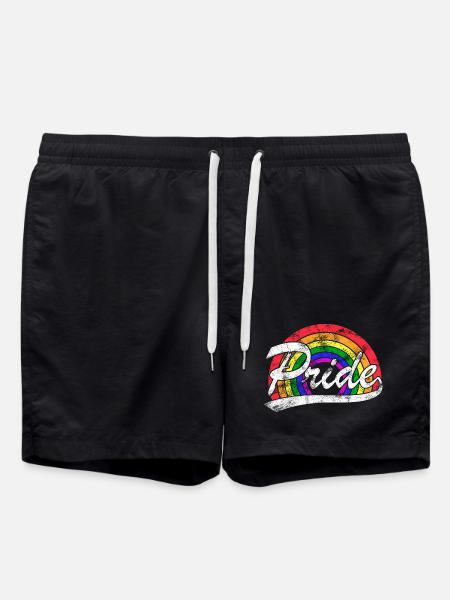 Gay Pride LGBT Regenbogen Flagge Vintage - Badeshorts - Schwarz