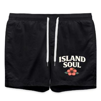 Island Soul Hibiscus - Swim Trunks - black - Front - AI Model Male 185 light (185cm)
