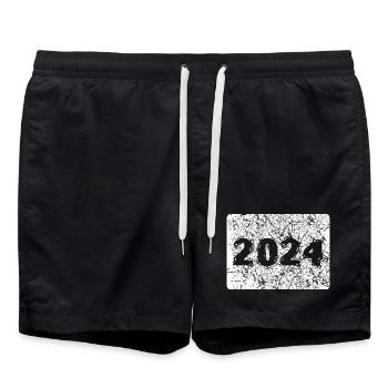 Number 2024 - Swim Trunks - black - Front - AI Model Male 185 light (185cm)