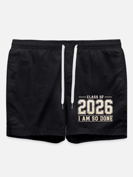 Promo 2026 I'm finally done | Humor School Diploma - Swim Trunks - black
