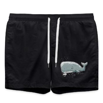 Wal mit kleinem Boot Wale Buckelwal Pottwal - Badeshorts - Schwarz - Vorne - AI Model Male 185 light (185cm)