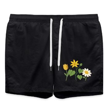 Blumen · Naturfreunde · Tulpe - Badeshorts - Schwarz - Vorne - AI Model Male 185 light (185cm)