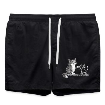 Im Fine Katze Sarkasmus Katzenhumor Statement - Badeshorts - Schwarz - Vorne - AI Model Male 185 light (185cm)
