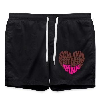 Schlamm ist das neue Pink - Herz Form - Herzform - Badeshorts - Schwarz - Vorne - AI Model Male 185 light (185cm)