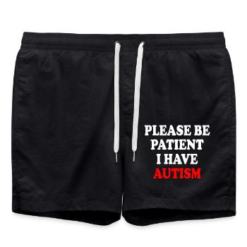 please be patient i have autism - Badeshorts - Schwarz - Vorne - AI Model Male 185 light (185cm)