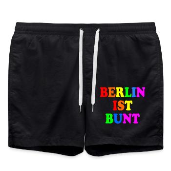 Berlin ist bunt - Badeshorts - Schwarz - Vorne - AI Model Male 185 light (185cm)