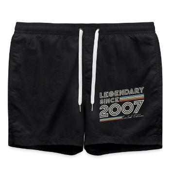 Legendary since 2007 vintage birthday - Swim Trunks - black - Front - AI Model Male 185 light (185cm)
